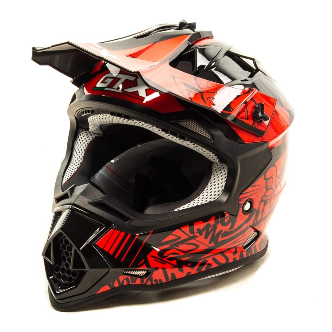 Шлем мото кроссовый GTX 632S №2 (S) BLACK / RED детский (49-50)